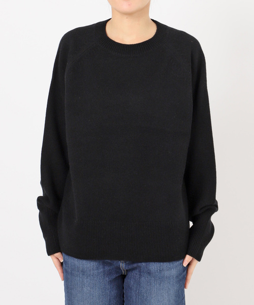 WEB限定カラー有り》ウールカシミヤ ラグランクルーネックニット