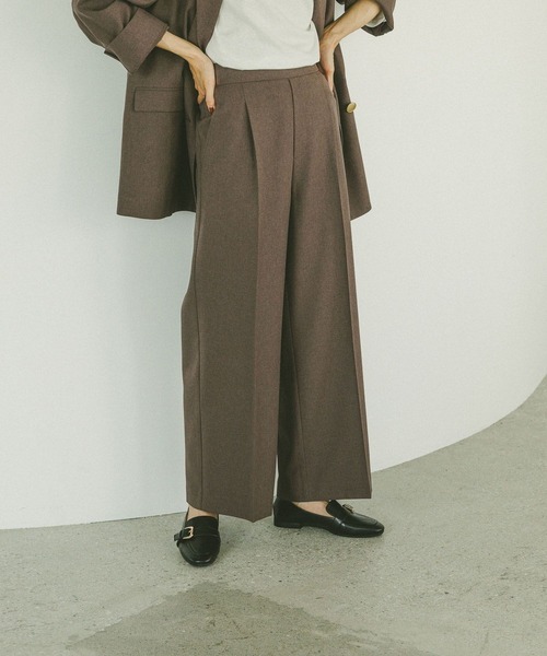 GLOBAL WORK(グローバルワーク)の「お手入れラクラクセットアップ/ワイドパンツ/498376(スラックス・レディース・ダークブラウン/ネイビー/ブラウン系その他/グレイッシュベージュ・LARGE/X-SMALL/SMALL/MEDIUM)」の8枚目の写真