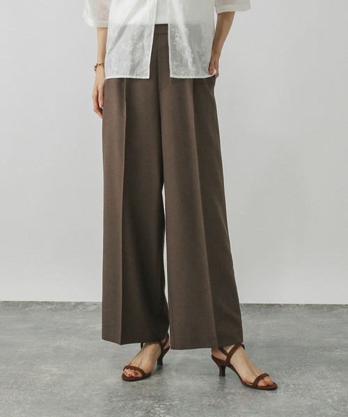 GLOBAL WORK(グローバルワーク)の「お手入れラクラクセットアップ/ワイドパンツ/498376(スラックス・レディース・ダークブラウン/ネイビー/ブラウン系その他/グレイッシュベージュ・LARGE/X-SMALL/SMALL/MEDIUM)」の12枚目の写真