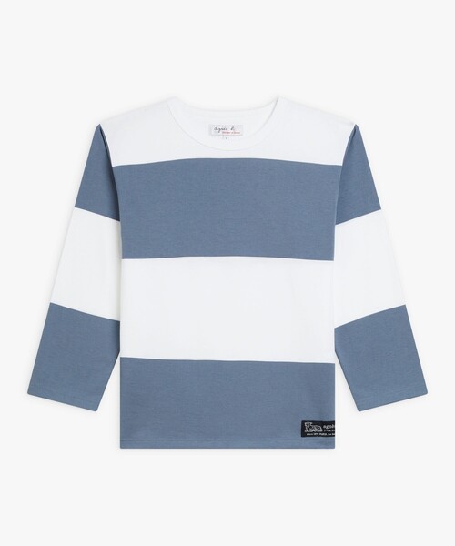 ボーダー コットン 七分袖 Tシャツ 'Lil Cool'（Tシャツ/カットソー