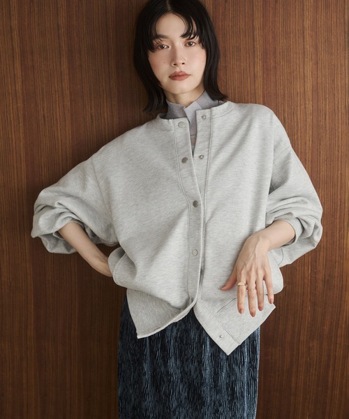hunch(ハンチ)の「ラメステッチ クルーネックカーディガン(カーディガン/ボレロ・レディース・オートミール/チャコール/杢グレー・FREE)」の2枚目の写真
