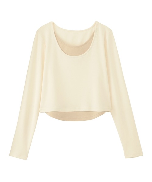 CHAN ME（チャンミ）の「レイヤード風ラウンドネック長袖トップス（Tシャツ/カットソー・レディース・ブラック/レッド/アイボリー/ネイビー・MEDIUM/X-LARGE/LARGE）」の6枚目の写真