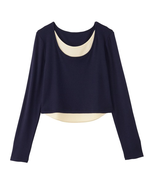 CHAN ME（チャンミ）の「レイヤード風ラウンドネック長袖トップス（Tシャツ/カットソー・レディース・ブラック/レッド/アイボリー/ネイビー・MEDIUM/X-LARGE/LARGE）」の8枚目の写真