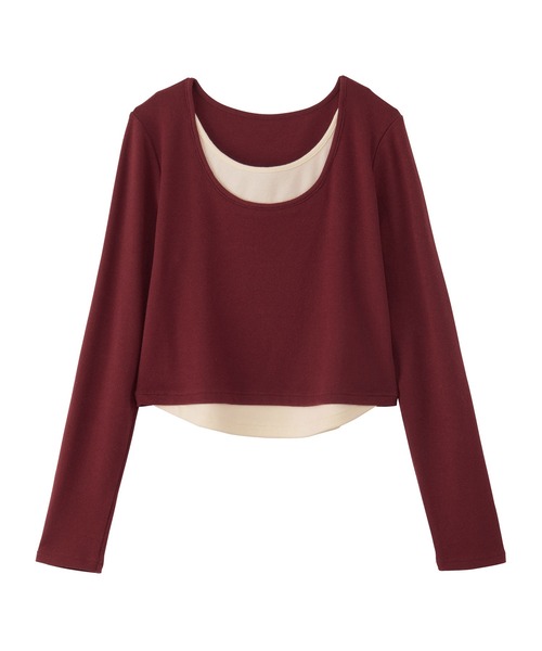 CHAN ME（チャンミ）の「レイヤード風ラウンドネック長袖トップス（Tシャツ/カットソー・レディース・ブラック/レッド/アイボリー/ネイビー・MEDIUM/X-LARGE/LARGE）」の9枚目の写真