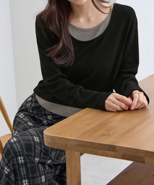 mame レイヤードトップス Mame Kurogouchi：Lantern Knitted Volume Top - NAVY - ORANN ONLINE SHOP