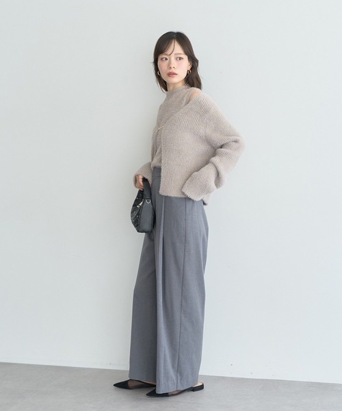 earth music&ecology（アースミュージックアンドエコロジー）の「ウエストタブタックパンツ（スラックス・レディース・ブラック/グレー/ブラウン系その他・S/M）」の8枚目の写真