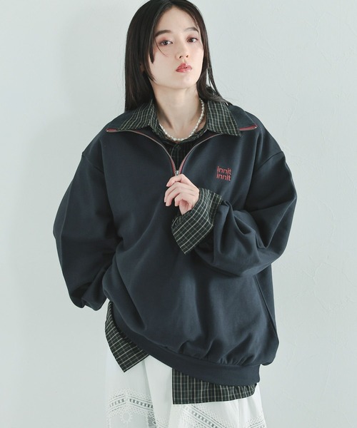 RAGEBLUE（レイジブルー）の「ワンポイント刺繍ハーフジッププルオーバー（スウェット・レディース・グレー/グリーン/ネイビー・FREE）」の3枚目の写真