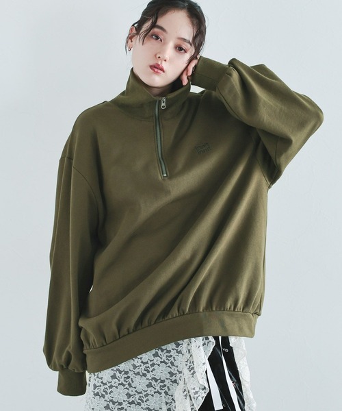 RAGEBLUE（レイジブルー）の「ワンポイント刺繍ハーフジッププルオーバー（スウェット・レディース・グレー/グリーン/ネイビー・FREE）」の2枚目の写真