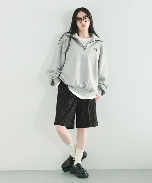 RAGEBLUE（レイジブルー）の「ワンポイント刺繍ハーフジッププルオーバー（スウェット・レディース・グレー/グリーン/ネイビー・FREE）」の4枚目の写真