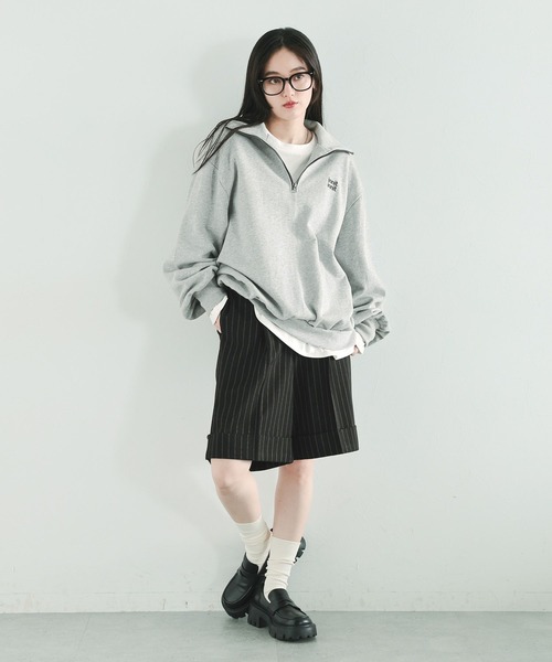 RAGEBLUE（レイジブルー）の「ワンポイント刺繍ハーフジッププルオーバー（スウェット・レディース・グレー/グリーン/ネイビー・FREE）」の6枚目の写真