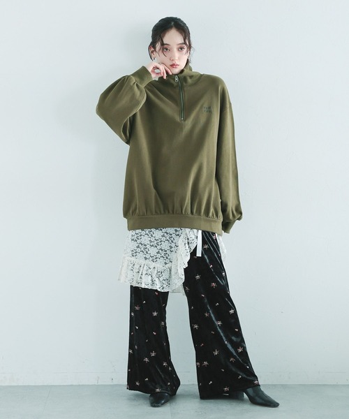 RAGEBLUE（レイジブルー）の「ワンポイント刺繍ハーフジッププルオーバー（スウェット・レディース・グレー/グリーン/ネイビー・FREE）」の10枚目の写真