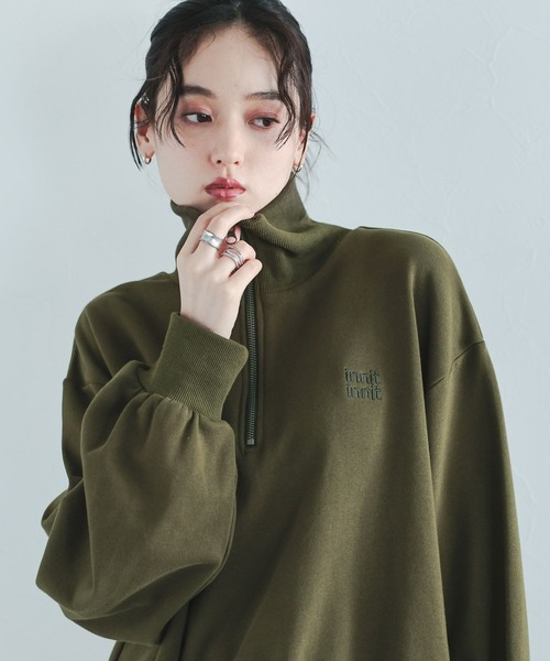 RAGEBLUE（レイジブルー）の「ワンポイント刺繍ハーフジッププルオーバー（スウェット・レディース・グレー/グリーン/ネイビー・FREE）」の14枚目の写真