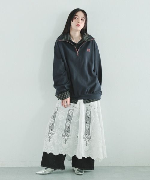 RAGEBLUE（レイジブルー）の「ワンポイント刺繍ハーフジッププルオーバー（スウェット・レディース・グレー/グリーン/ネイビー・FREE）」の16枚目の写真