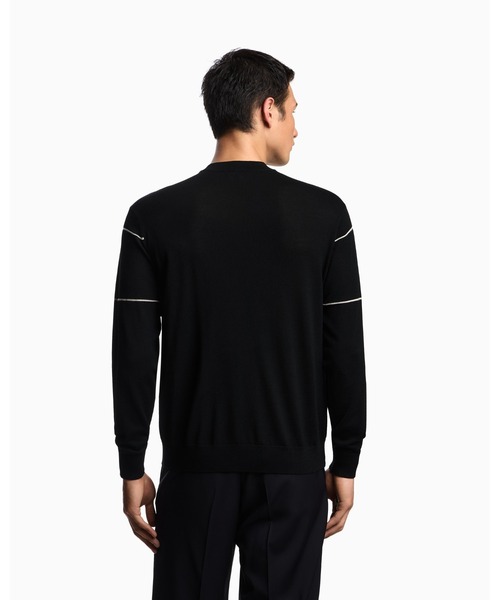 EMPORIO ARMANI（エンポリオアルマーニ）の「【エンポリオ アルマーニ】セーター バージンウール ジャカードロゴ（ニット/セーター・メンズ・シルバー×ブラック・LARGE/MEDIUM/SMALL/X-LARGE）」の3枚目の写真