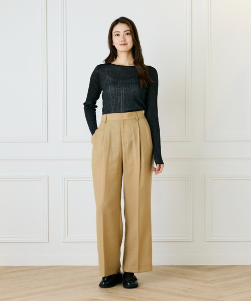 INED（イネド）の「ライトカルゼ ツータックワイドパンツ（その他パンツ・レディース・ベージュ/ブラック/ブラウン/オフホワイト・9号/11号/7号）」の5枚目の写真