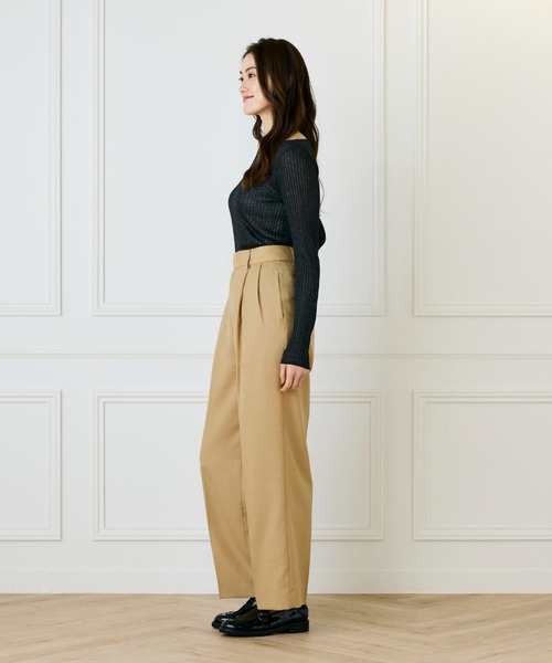 INED（イネド）の「ライトカルゼ ツータックワイドパンツ（その他パンツ・レディース・ベージュ/ブラック/ブラウン/オフホワイト・9号/11号/7号）」の6枚目の写真