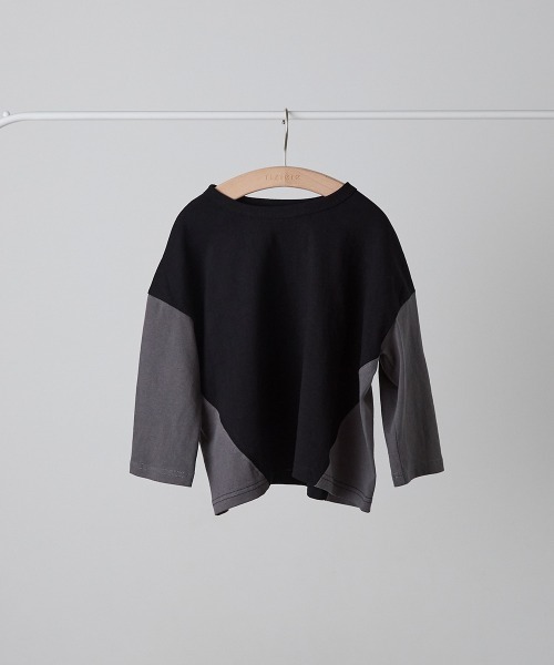 riziere（リジェール）の「配色切り替えプルオーバー（Tシャツ/カットソー・キッズ・ブラウン/ブラック・90/100/110/120/130/140/150）」の3枚目の写真