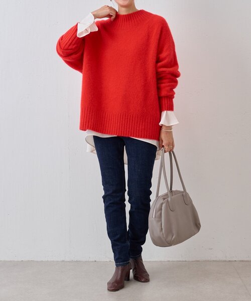 BEARDSLEY(ビアズリー)の「FOXウールボトルネックニット(ニット/セーター・レディース・ホワイト/グリーン/レッド・FREE)」の4枚目の写真