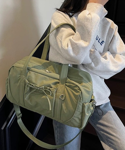 shopnikoniko(ショップニコニコ)の「ボストンバッグ 旅行 リボン ショルダー キャリーオン ボストン(スーツケース/キャリーバッグ・レディース・グレー/グリーン/ブラック・フリー)」の3枚目の写真