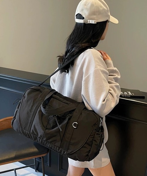 shopnikoniko(ショップニコニコ)の「ボストンバッグ 旅行 リボン ショルダー キャリーオン ボストン(スーツケース/キャリーバッグ・レディース・グレー/グリーン/ブラック・フリー)」の6枚目の写真