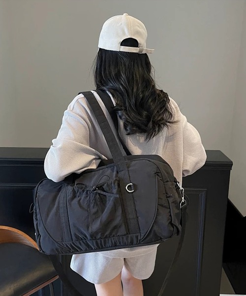 shopnikoniko(ショップニコニコ)の「ボストンバッグ 旅行 リボン ショルダー キャリーオン ボストン(スーツケース/キャリーバッグ・レディース・グレー/グリーン/ブラック・フリー)」の7枚目の写真