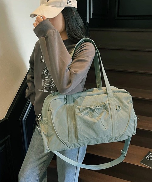 shopnikoniko(ショップニコニコ)の「ボストンバッグ 旅行 リボン ショルダー キャリーオン ボストン(スーツケース/キャリーバッグ・レディース・グレー/グリーン/ブラック・フリー)」の9枚目の写真