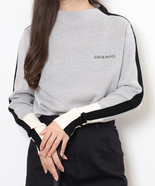 CECIL McBEE（セシルマクビー）の「BOTTLE　NECK　KNIT（ニット/セーター・レディース・グレー/ブラック・2(M)/1(S)）」の2枚目の写真