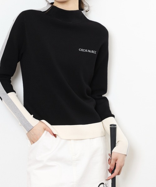 CECIL McBEE（セシルマクビー）の「BOTTLE　NECK　KNIT（ニット/セーター・レディース・グレー/ブラック・2(M)/1(S)）」の5枚目の写真