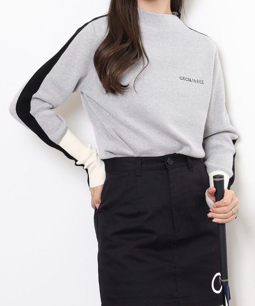 CECIL McBEE（セシルマクビー）の「BOTTLE　NECK　KNIT（ニット/セーター・レディース・グレー/ブラック・2(M)/1(S)）」の10枚目の写真