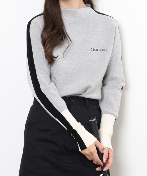 CECIL McBEE（セシルマクビー）の「BOTTLE　NECK　KNIT（ニット/セーター・レディース・グレー/ブラック・2(M)/1(S)）」の11枚目の写真
