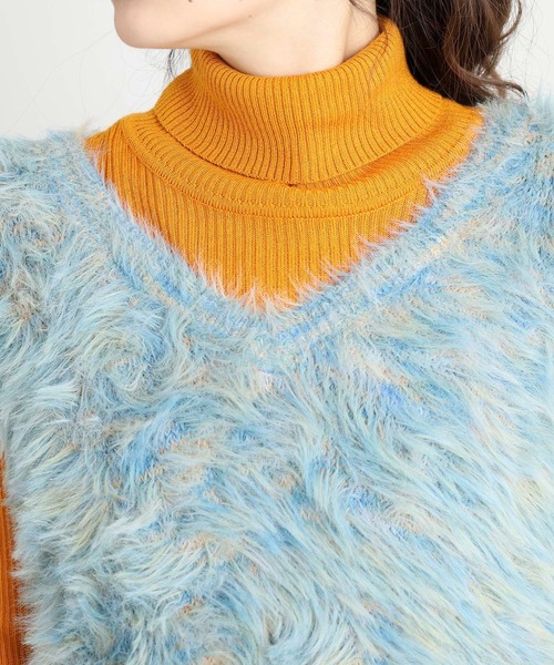 セール】A.N.L 前後2wayマルチカラーシャギーニットベスト（ベスト