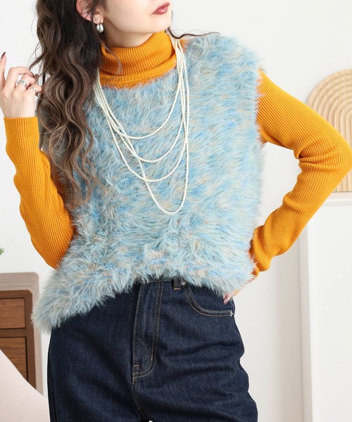 セール】A.N.L 前後2wayマルチカラーシャギーニットベスト（ベスト