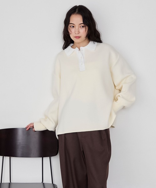 forksy.（フォルクシー）の「【forksy.】スウェットライクラガーニットプルオーバー<セットアップ対応>（ニット/セーター・レディース・チャコールグレー/アイボリー/ブラック/ネイビー/ワインレッド/ブラウン・FREE）」の19枚目の写真