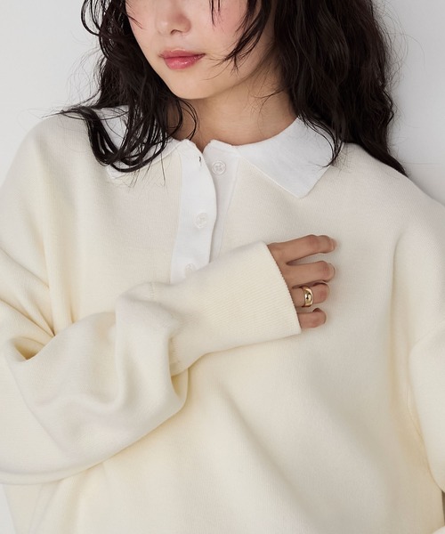 forksy.（フォルクシー）の「【forksy.】スウェットライクラガーニットプルオーバー<セットアップ対応>（ニット/セーター・レディース・チャコールグレー/アイボリー/ブラック/ネイビー/ワインレッド/ブラウン・FREE）」の22枚目の写真