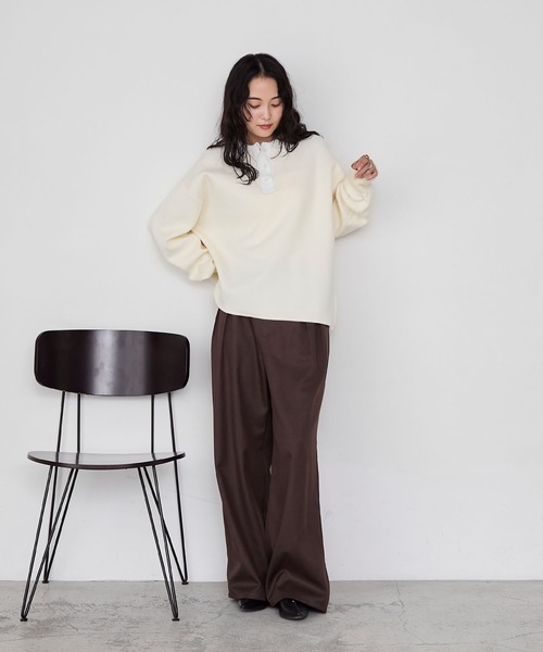 forksy.】スウェットライクラガーニットプルオーバー<セットアップ対応