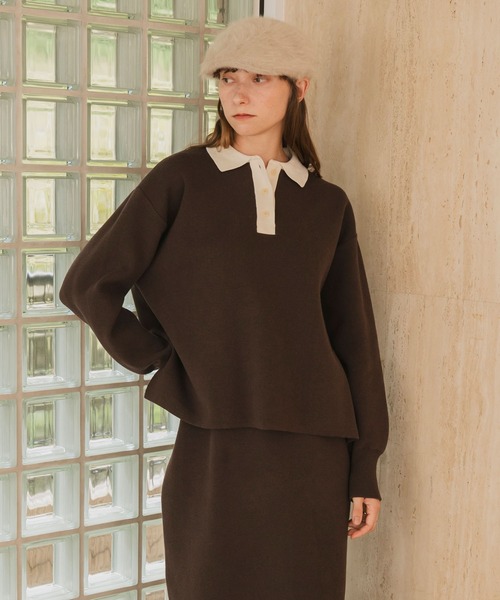 forksy.（フォルクシー）の「【forksy.】スウェットライクラガーニットプルオーバー<セットアップ対応>（ニット/セーター・レディース・チャコールグレー/アイボリー/ブラック/ネイビー/ワインレッド/ブラウン・FREE）」の7枚目の写真