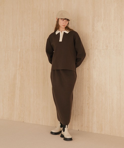 forksy.（フォルクシー）の「【forksy.】スウェットライクラガーニットプルオーバー<セットアップ対応>（ニット/セーター・レディース・チャコールグレー/アイボリー/ブラック/ネイビー/ワインレッド/ブラウン・FREE）」の10枚目の写真