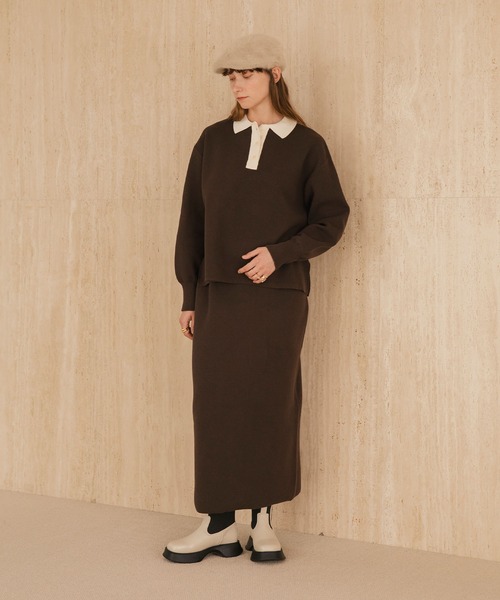 forksy.（フォルクシー）の「【forksy.】スウェットライクラガーニットプルオーバー<セットアップ対応>（ニット/セーター・レディース・チャコールグレー/アイボリー/ブラック/ネイビー/ワインレッド/ブラウン・FREE）」の11枚目の写真