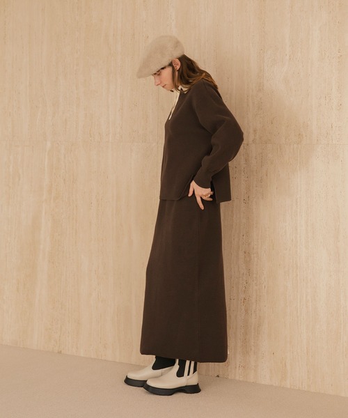 forksy.（フォルクシー）の「【forksy.】スウェットライクラガーニットプルオーバー<セットアップ対応>（ニット/セーター・レディース・チャコールグレー/アイボリー/ブラック/ネイビー/ワインレッド/ブラウン・FREE）」の13枚目の写真