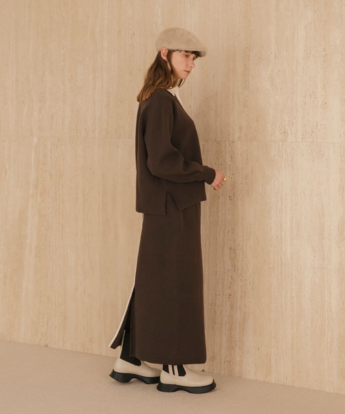 forksy.（フォルクシー）の「【forksy.】スウェットライクラガーニットプルオーバー<セットアップ対応>（ニット/セーター・レディース・チャコールグレー/アイボリー/ブラック/ネイビー/ワインレッド/ブラウン・FREE）」の14枚目の写真