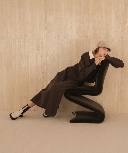 forksy.（フォルクシー）の「【forksy.】スウェットライクラガーニットプルオーバー<セットアップ対応>（ニット/セーター・レディース・チャコールグレー/アイボリー/ブラック/ネイビー/ワインレッド/ブラウン・FREE）」の16枚目の写真