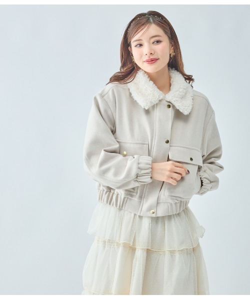 PEACH JOHN（ピーチジョン）の「エコファーカラーショートブルゾン（ブルゾン・レディース・アイボリー/ブラック・SMALL/MEDIUM）」の7枚目の写真