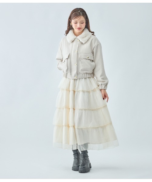 PEACH JOHN（ピーチジョン）の「エコファーカラーショートブルゾン（ブルゾン・レディース・アイボリー/ブラック・SMALL/MEDIUM）」の8枚目の写真
