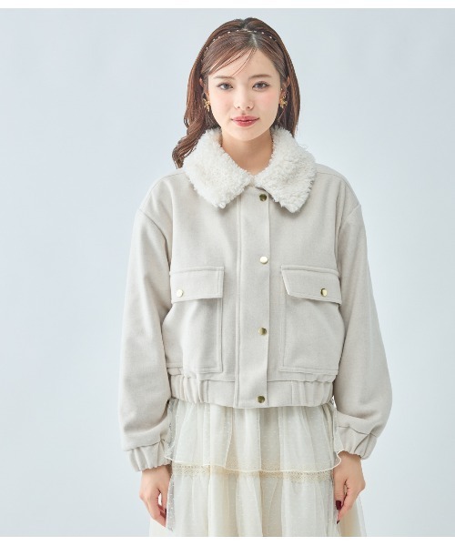 PEACH JOHN（ピーチジョン）の「エコファーカラーショートブルゾン（ブルゾン・レディース・アイボリー/ブラック・SMALL/MEDIUM）」の12枚目の写真