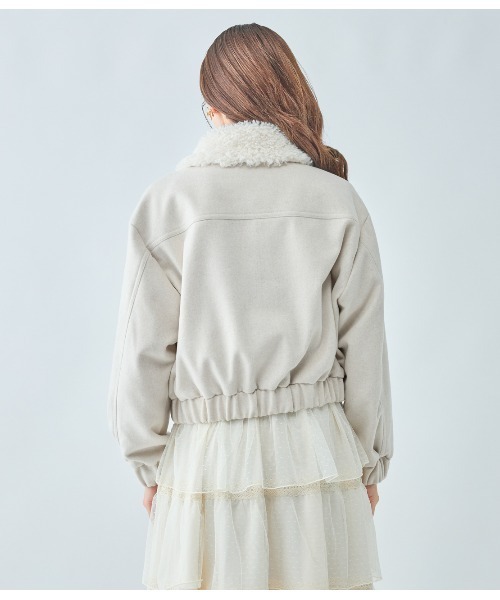 PEACH JOHN（ピーチジョン）の「エコファーカラーショートブルゾン（ブルゾン・レディース・アイボリー/ブラック・SMALL/MEDIUM）」の14枚目の写真