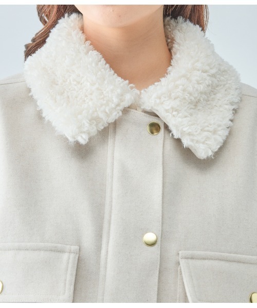 PEACH JOHN（ピーチジョン）の「エコファーカラーショートブルゾン（ブルゾン・レディース・アイボリー/ブラック・SMALL/MEDIUM）」の16枚目の写真