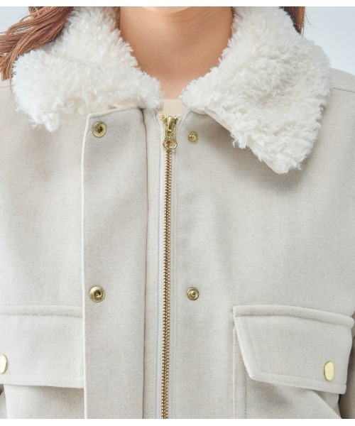 PEACH JOHN（ピーチジョン）の「エコファーカラーショートブルゾン（ブルゾン・レディース・アイボリー/ブラック・SMALL/MEDIUM）」の22枚目の写真