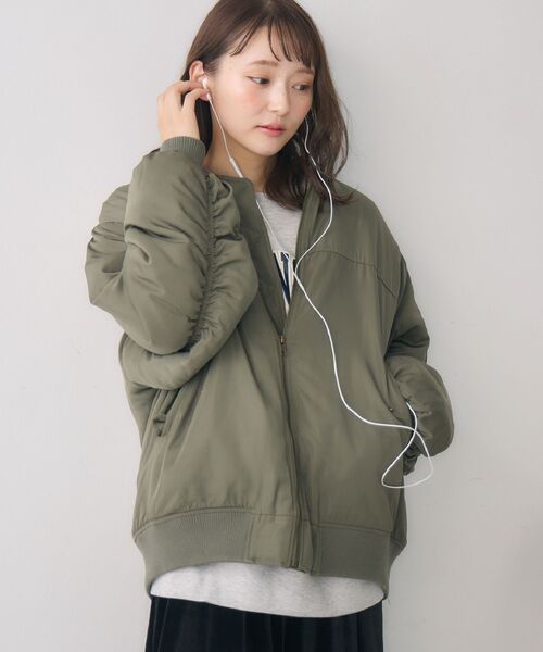 RETRO GIRL（レトロガール）の「ルーズMA-1（MA-1・レディース・ダークグリーン/ブラック/ライトグレー・FREE）」の4枚目の写真