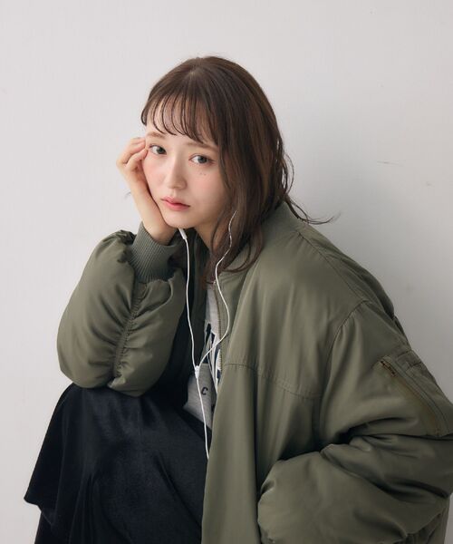 RETRO GIRL（レトロガール）の「ルーズMA-1（MA-1・レディース・ダークグリーン/ブラック/ライトグレー・FREE）」の6枚目の写真