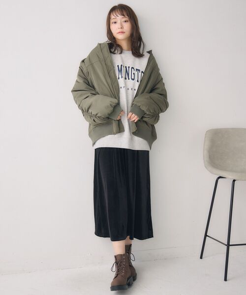 RETRO GIRL（レトロガール）の「ルーズMA-1（MA-1・レディース・ダークグリーン/ブラック/ライトグレー・FREE）」の7枚目の写真